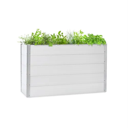 Blumfeldt Nova Grow Arriate de jardín 150 x 91 x 50 cm WPC imitación madera color blanco