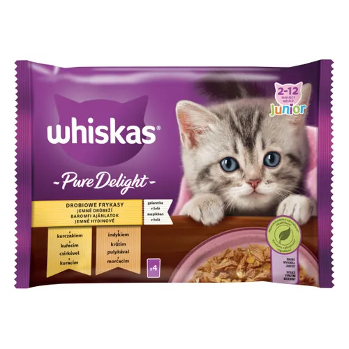 Whiskas Pure Delight Junior výběr krmiva pro kočky v kapsičkách - kuřecí, krůtí 4 x 85 g