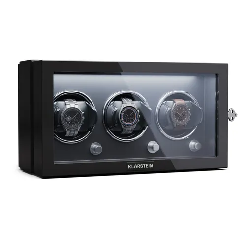 Klarstein Sarthe 3 Uhrenbeweger 3 Uhren 4 Rotationsmodi LED Beleuchtung Schloss