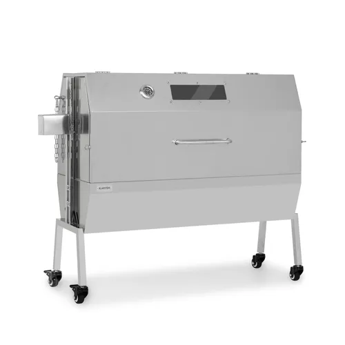Klarstein Sauenland Pro XL Spanferkelgrill Drehspieß 15W 4 Rollen Edelstahl