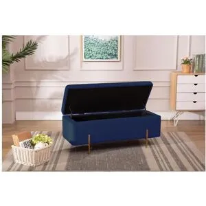 Vente-unique Banco com arrumação em veludo HERVE - Azul-escuro
