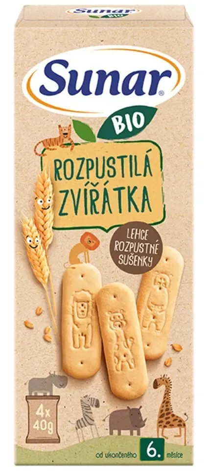 Sunar Rozpustilá zvířátka sušenky BIO 4 x 40 g