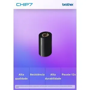 Rolo de Ribbon BROTHER Resina Premium de 110mm de largura e 300m de comprimento Pack 12 UN