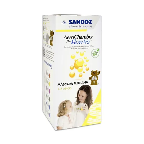aerochamber plus flow-vu máscara mediana (1-5 años) 1 unidad