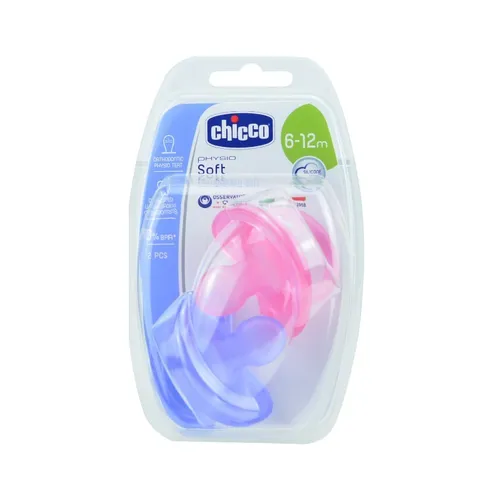 chupete silicona chicco physio soft todogoma 6-12 m 2 uds