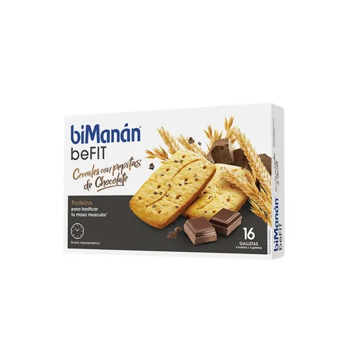 bimanán galletas befit de cereales con pepitas de chocolate 16 unidades
