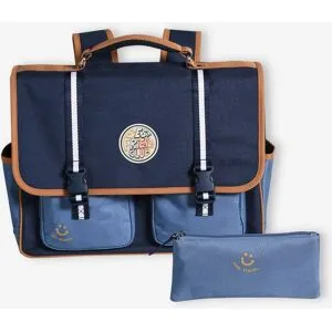 VERTBAUDET Cartable + trousse "cool school" garçon bleu