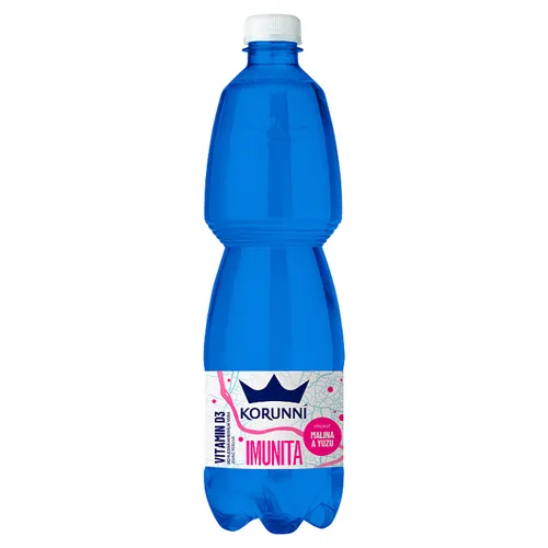 Korunní Imunita příchuť malina a yuzu ochucená minerální voda jemně perlivá 0,75l