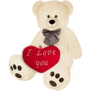 monzana® Plüschtier Teddybär Beige 100cm mit Herzkissen 32cm
