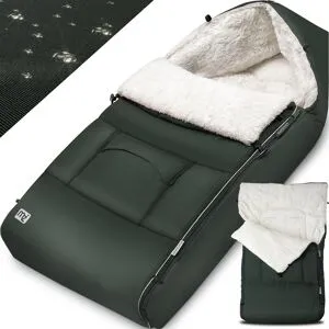 monzana® Babyfußsack Grau-Grün gefüttert Kinderwagen geeignet