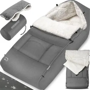 monzana® Babyfußsack Grau Kinderwagen geeignet mit Beutel
