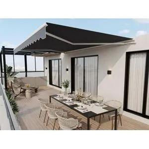 Vente-unique Toldo retrátil motorizado com semicaixa 4 x 3 m antracite - COFANA