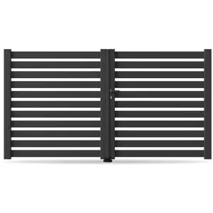 Gardengate Doppelflügel Gartentor Einfahrt, 2-flügelig, Modell Bern, Aluminium, Anthrazit, flexible Befestigungssysteme, individuell konfigurierbar