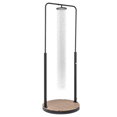 Blumfeldt Sumatra Falls Round Ducha de jardín WPC Aluminio Ø 80 cm redonda