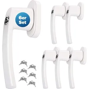 monzana® Fenstergriff 6er-Set Weiß abschließbar