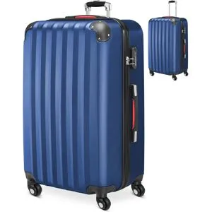 monzana® Hartschalenkoffer XL Rollen 360º Reisekoffer 90L Blau ABS