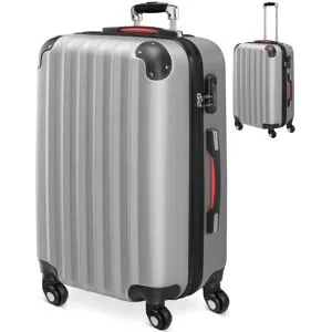 monzana® Hartschalenkoffer L Rollen 360º Reisekoffer 62L Silber ABS