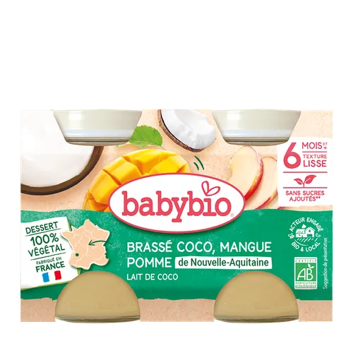 BABYBIO Brassé z kokosového mlieka mango ananás 2x130 g