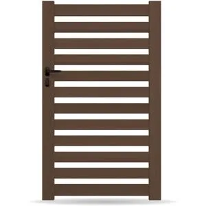 Gardengate Gartentor, Holzoptik, Eiche Dunkel Deko, Einzeltor, Modell Bern, Aluminium, Weiss, flexible Befestigungssysteme, individuell konfigurierbar