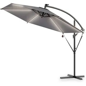 Kingsleeve® LED Solar Ampelschirm Mali Anthrazit Ø350cm UV-Schutz 80+