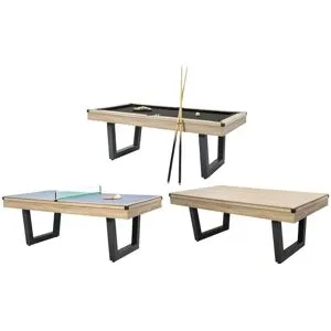 Vente-unique Multifunktionstisch - Billard & Tischtennis - 213,4 x 111,8 x 78,5 cm - Holzfarben hell & Schwarz - MELIAN