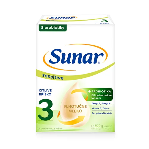 Sunar Sensitive 3, batoľacie mlieko 500 g