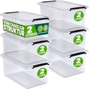 Deuba® Aufbewahrungsbox Transparent 6er-Set 20x15x12cm 2L