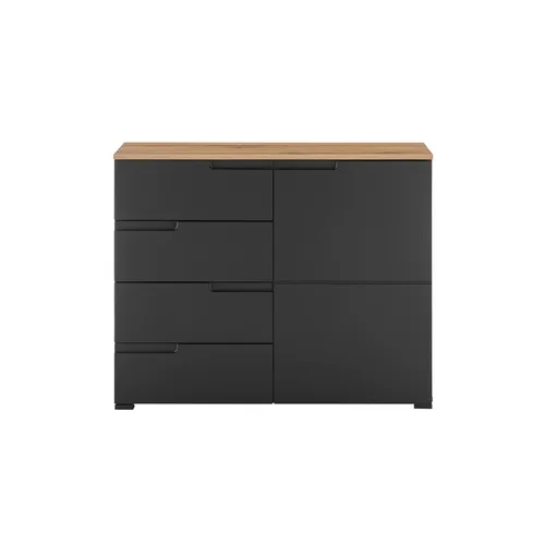 home24 KOMODA, černá, barvy dubu, 100/80/40 cm