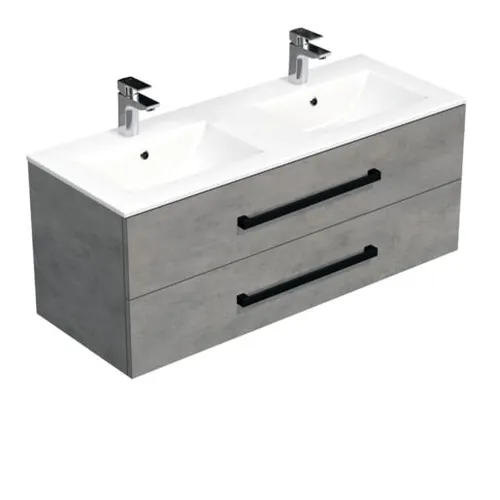 Koupelnová skříňka s černou úchytkou a umyvadlem SAT Cube Way 120x53x46 cm beton mat CUBE46C1202BEMOD