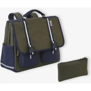 VERTBAUDET Cartable + trousse "Cool school" garçon kaki