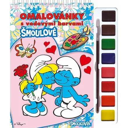 Akim Omaľovánky s vodovými farbami a štetcom - Šmolkovia