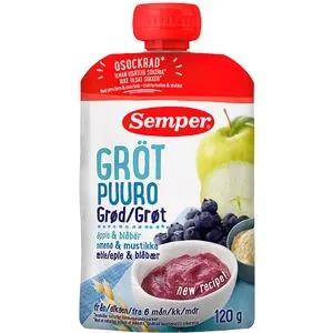 Semper Grøt med blåbær og eple fra 6 mnd. - 120 g