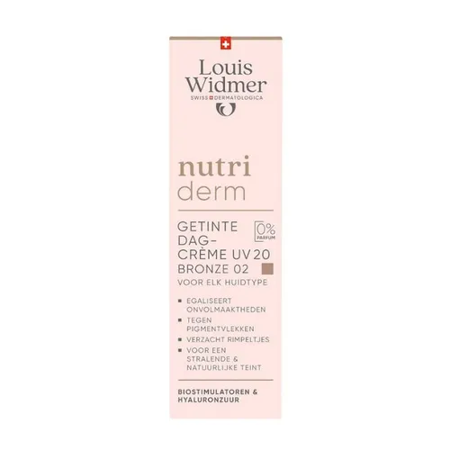 Louis Widmer Nutriderm Getinte Dagcrème Uv 20 Bronze 02 Zonder Parfum - 30ml