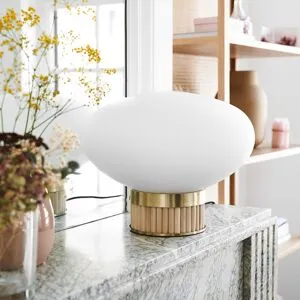 LA REDOUTE INTERIEURS Lampe laiton, bambou et verre opaline, Dolce