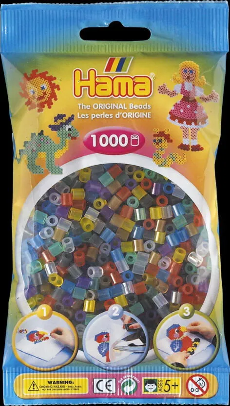 Hama Zažehľovacie korálky - mix farieb priehľadné, 1.000 ks