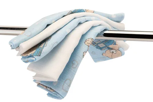 Bomimi Mini Osuška Premium 140 g/m2, 40x40, (2xbiela+3xpotlač), 5ks, medvedík-modrá