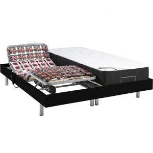 Vente-unique Relaxbett elektrisch - Taschenfedernkernmatratzen mit Formgedächtnis - PHANES von DREAMEA - mit OKIN-Motor - Schwarz- 2 x 90 x 200 cm