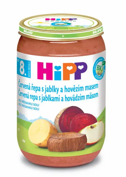 Hipp Bio červená řepa s jablky a hovězím masem dětský 220 g