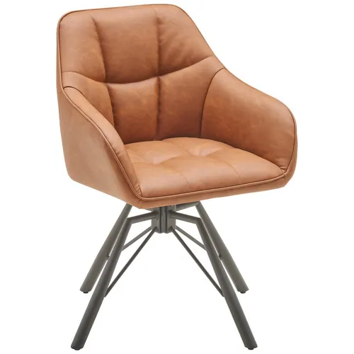 MID.YOU ŽIDLE S PODRUČKAMI, železo, vzhled kůže, hnědá, černá