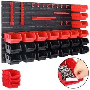 monzana® Werkzeugwand Schwarz/Rot 43-tlg Stapelboxen/Werkzeughalter