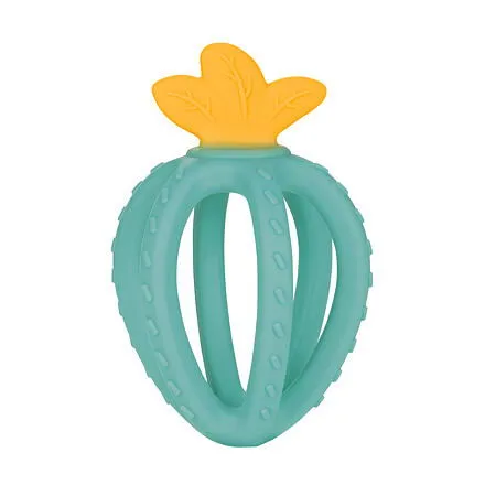 Canpol Babies Silikónové senzorické 3D hryzátko JAHODA tyrkysové