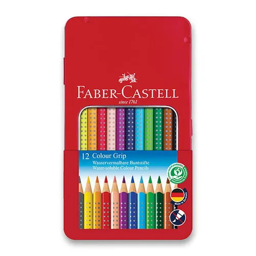 FABER-CASTELL Pastelky Grip 2001 plechová krabička 12 farieb
