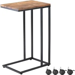 Casaria® Beistelltisch Schwarz 50x35x65/70cm mit Rollen