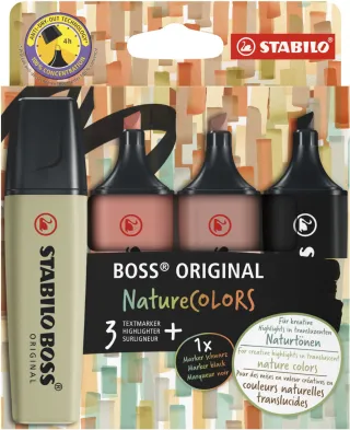 Zvýrazňovač STABILO BOSS ORIGINAL NatureCOLORS - sada 4 ks