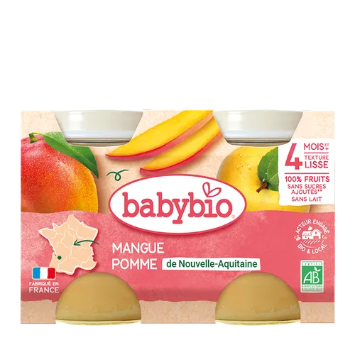 BABYBIO Príkrm jablko mango (2x 130 g)