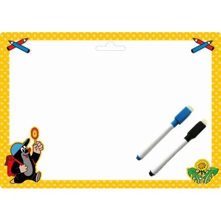 Obojstranně stieratelná tabulka/kreslící podložka + 2 stieratelné popisovače - Krtko 2
