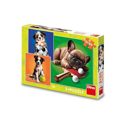 Dino Psí športovci Puzzle 3x55 dielikov