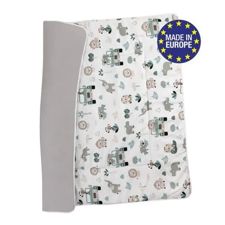Bomimi Hracia deka 120x120, Obojstranná pojazdná zoo, sivá