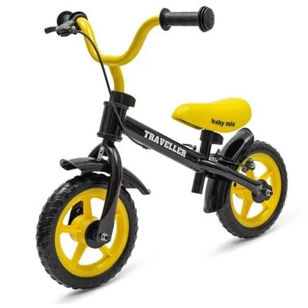 Detský balančný bicykel s brzdou Baby Mix Traveler čierny