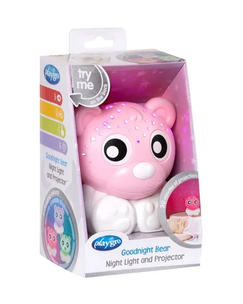 Playgro Zaspávacia lampička medvedík s projektorom, ružovo-biely